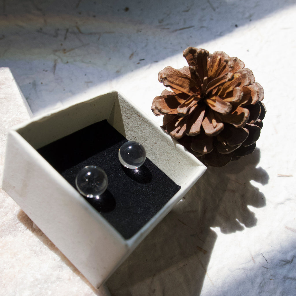 CLEAR — Natural Clear Quartz Stud Earrings