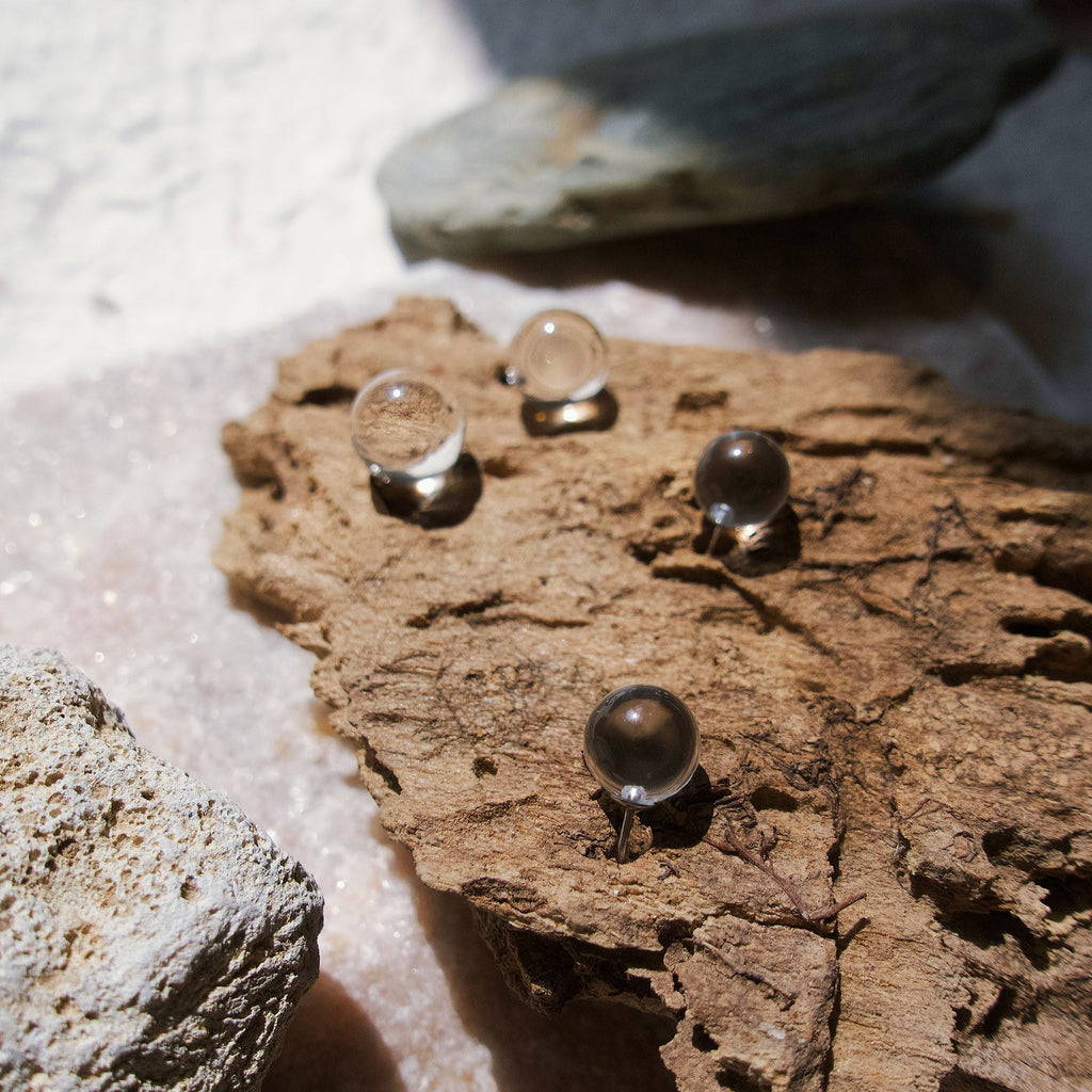 CLEAR — Natural Clear Quartz Stud Earrings
