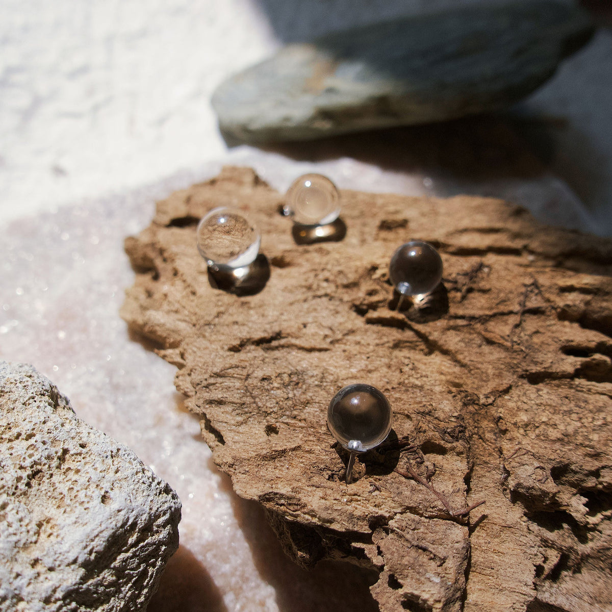 CLEAR — Natural Clear Quartz Stud Earrings